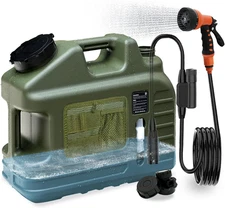 Portable Camping Shower with 5-Gallon Water Jug, Rechargeable IPX7 Waterproof El