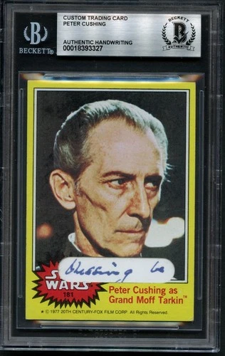 Peter Cushing d1994 signed HANDWRITING ONLY Custom Cut Star Wars Card BAS