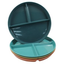 4 Pcs Portion Control Plate, 9" Thickened Divided Plates Microwavable Dishwas...