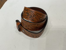EMBOSSED LEATHER BELT STRAP- 39 - WESTERN- SUNFLOWER