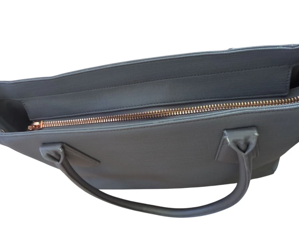 Dagne Dover Classic Signature Gray Coated Canvas Large Tote Bag - Image 4 of 4