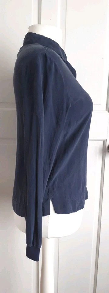 Hugo Boss 100% Silk Ladies Navy Blue Long Sleeve Tunic Blouse Top Size UK 8 - Image 4 of 4