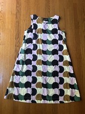  Uniqlo Marimekko Polka Dot Floral Orange Pink Swing Tank Dress XXS Livewear