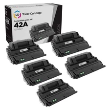 LD Compatible Replacement 5PK Q5942A 42A Black Toner for HP 4350 4240n 4350dtnsl