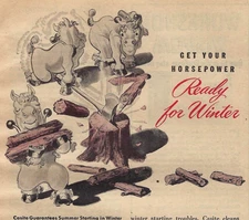 1944 Casite Sludge Solvent 6x9 Vintage Print Ad - Horsepower Ready For Winter