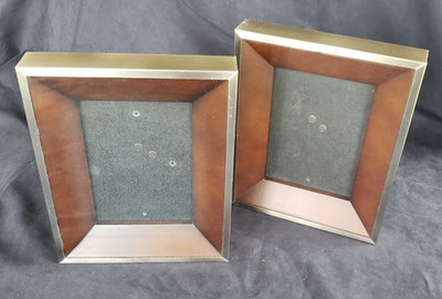 LOFT Shadow Box Picture Frame Pair 5x7 Beveled Wood Metal Deep Tabletop Display