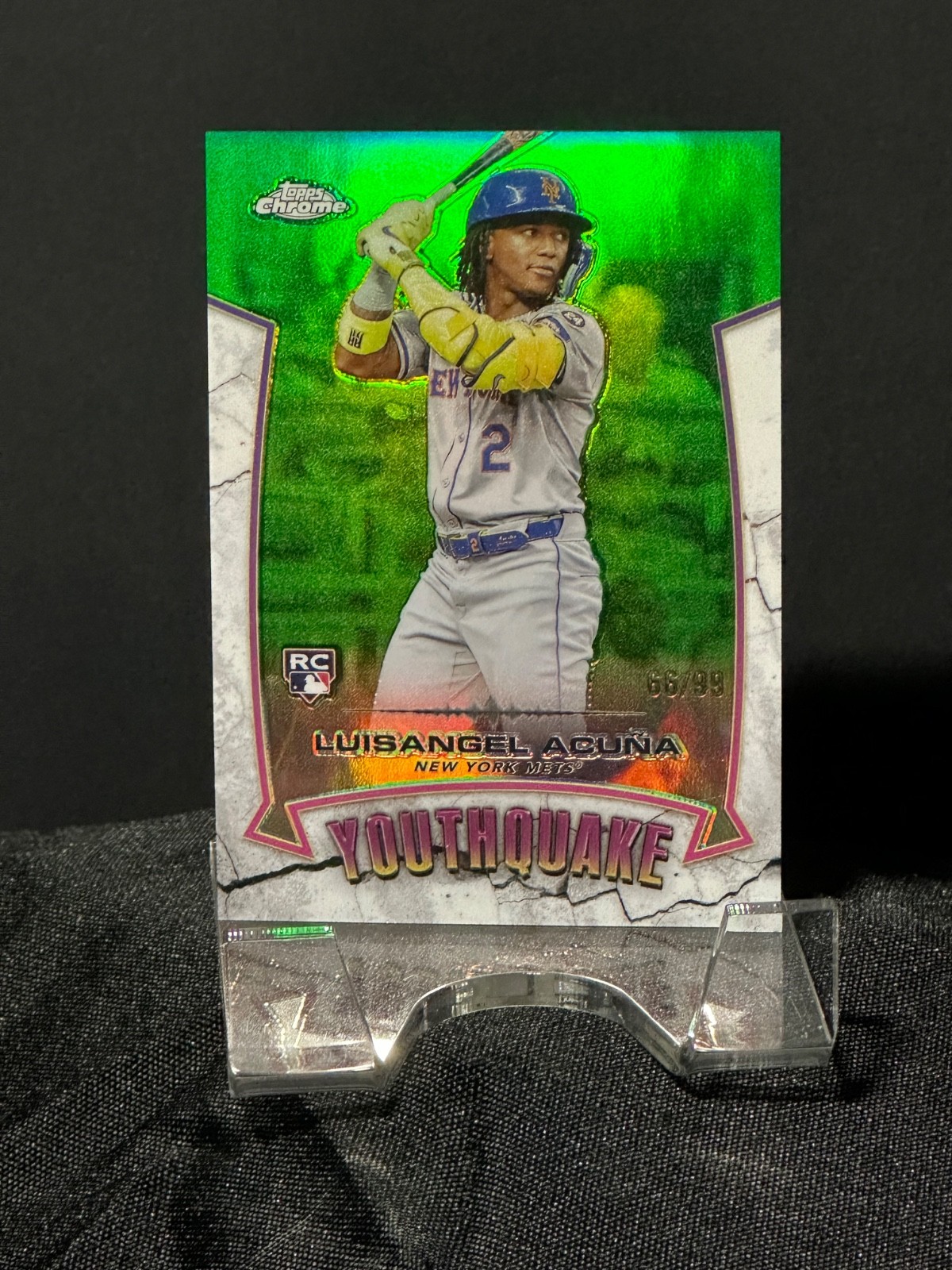 2025 Topps Chrome - Youthquake Luisangel Acuna #YQ-32 Green Refractor /99 (RC)