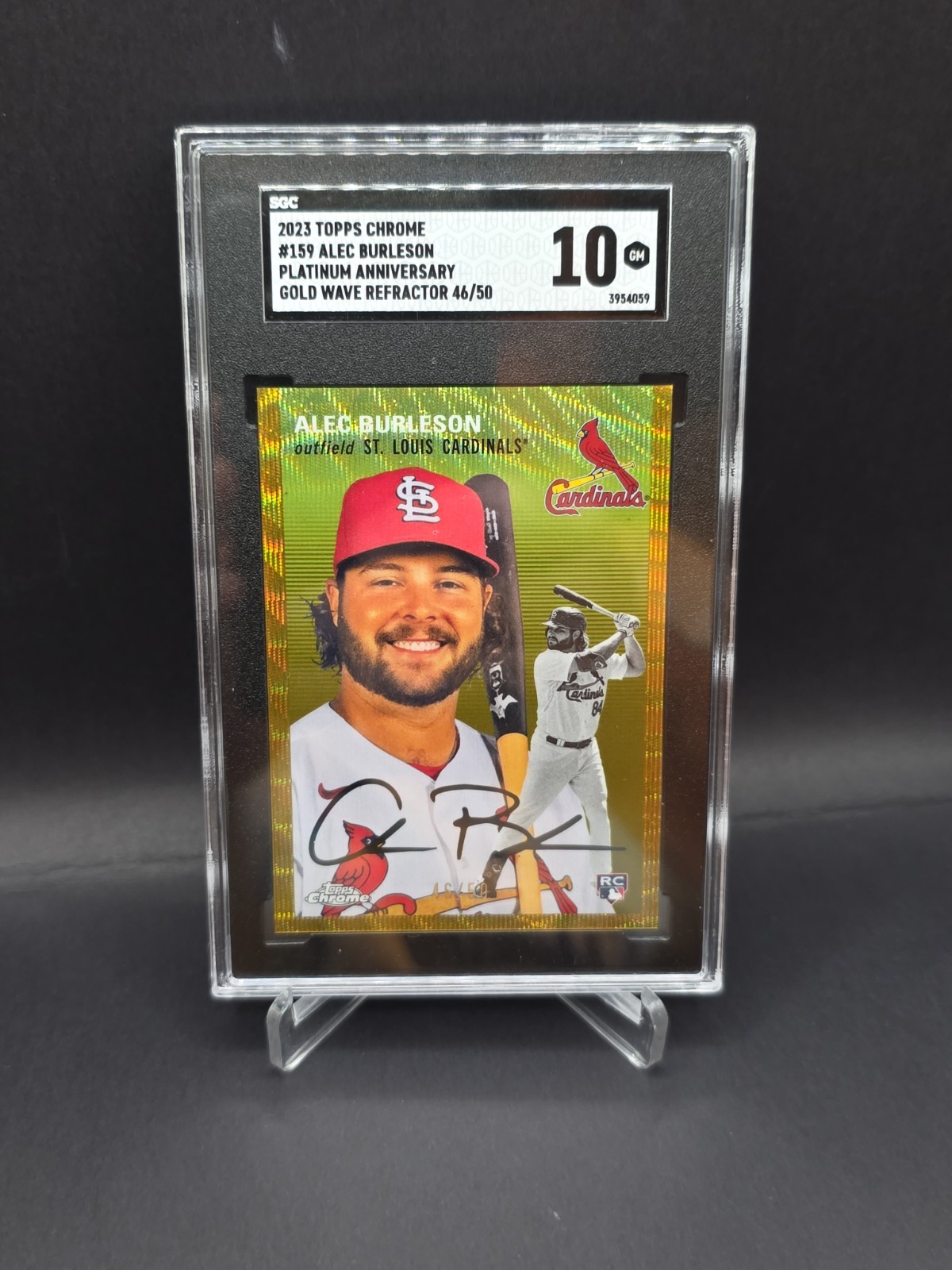 2023 Topps Chrome Platinum Alec Burleson #159 Gold Wave Refractor SGC 10