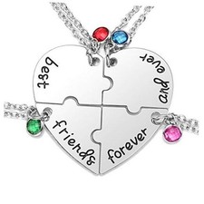 Best Friends Forever and Ever Friendship 1: 4pcs/set Silver Necklaces 