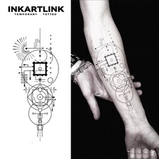Geometric Design Temporary Tattoo,Lasts To 15 Days New Technology Magic