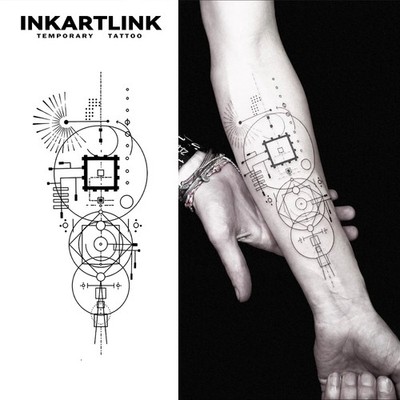 Geometric Design Temporary Tattoo,Lasts To 15 Days New Technology Magic