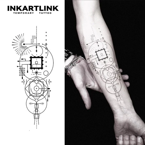 Geometric Design Temporary Tattoo,Lasts To 15 Days New Technology Magic - product listing photo