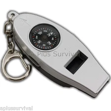 Survival Emergency 4 in 1 Whistle Compass Magnifier Thermometer Survival Kits