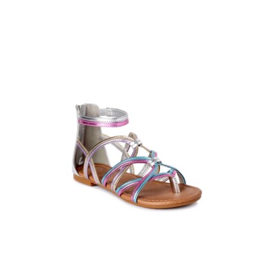 Metallic Gladiator Sandals Girls 6 Silver Blue Purple Pink New