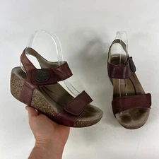 Abeo Slingback Sandals Women's 7.5 Brown Leather Wedge Heel Casual AU50892