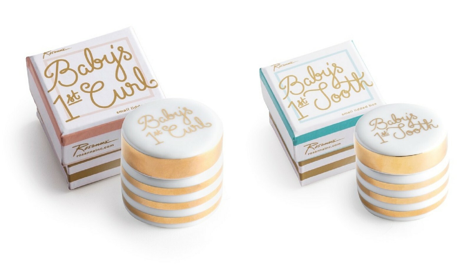 Rosanna Baby's First Tooth and Curl Keepsake Pots - Christening Baby Shower Gift