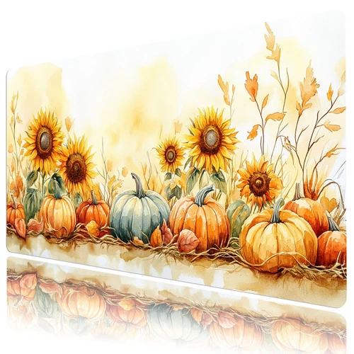 Pumpkin Sunflower Fall Mouse Desk Pad for Keyboard Desk Mat 31.5x15.7 inch