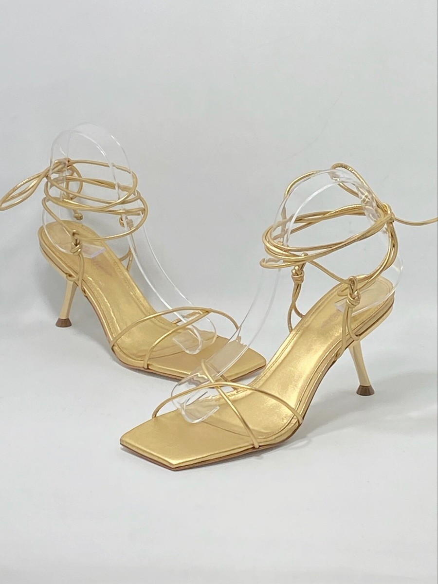 【CULT GAIA】sanam knotted レザー サンダル Cult Gaia Sanam Metallic Leather Lace-Up Sandals size 37.5