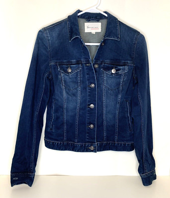 Two by VINCE CAMUTO Dark Blue Jean Jacket Women's XS Denim Button Up Pockets