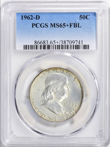 1962-D PCGS MS65+FBL Franklin Half Dollar 50C, PCGS $700
