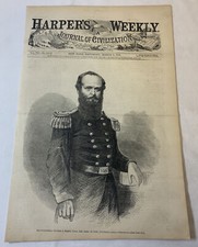 1862 magazine engraving~11x16 ~ MAJOR GENERAL ULYSSES S GRANT,HERO FORT DONELSON