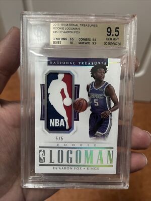 スポーツ選手 De'Aaron Fox Logoman Yellow Plate 1/1 2017 National Treasures RC basketball card de'aaron fox logoman /5