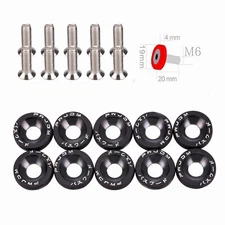10PCS M6 JDM Billet Aluminum Fender Bumper Washer Bolt Engine Bay Dress Up Kits