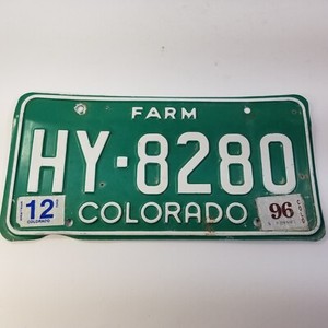 Colorado License Plate Farm with 1996 sticker. # HY-8280