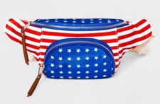 America USA Fanny Pack-Ajustable-Red,White, Blue-Front Zipper-Roomy NEW
