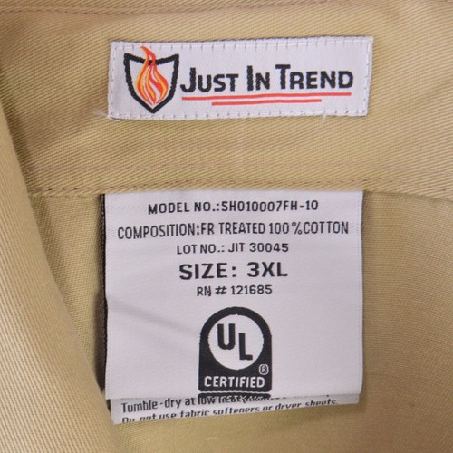 NEW Just In Trend Flame Resistant Shirt 3XL Beige Snap Buttons Hi Vis Reflective - Picture 11 of 11