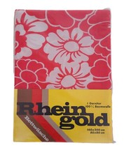 Set Duvet Cover  Pillow fuchsia Cotton Floral Flowers 70s Vintage Mid-Century