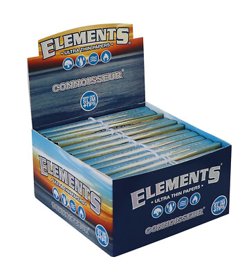 3 Boxen (72 Heftchen) Elements Connoisseur KS Slim Papers+Tips, 32 pro Heft