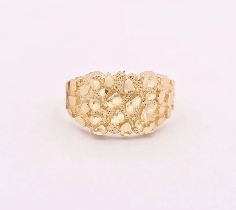Mens Medium Nugget Square Ring Real Solid 10K Yellow Gold ALL SIZES - Image 3 of 4
