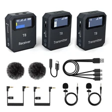 Wireless Lavalier Microphone System Lapel Mic for DSLR Camera Tablet Phone Vlog