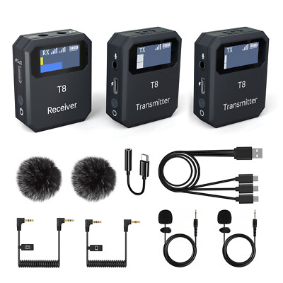 Wireless Lavalier Microphone System Lapel Mic for DSLR Camera Tablet Phone Vlog