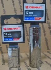 2 pk JobSmart 1/2 Drive 17mm deep & Standard Socket 12pt New Free Shipping BX233