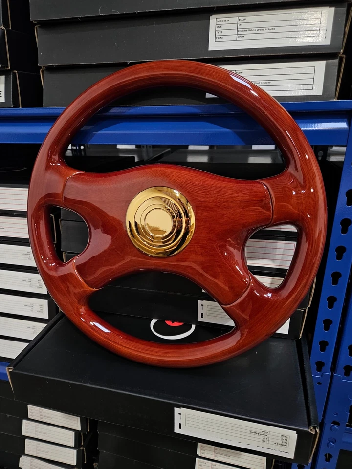 VOLANTE RAPTOR 16" MADERA CAOBA - DORADO Foto 2 de 4