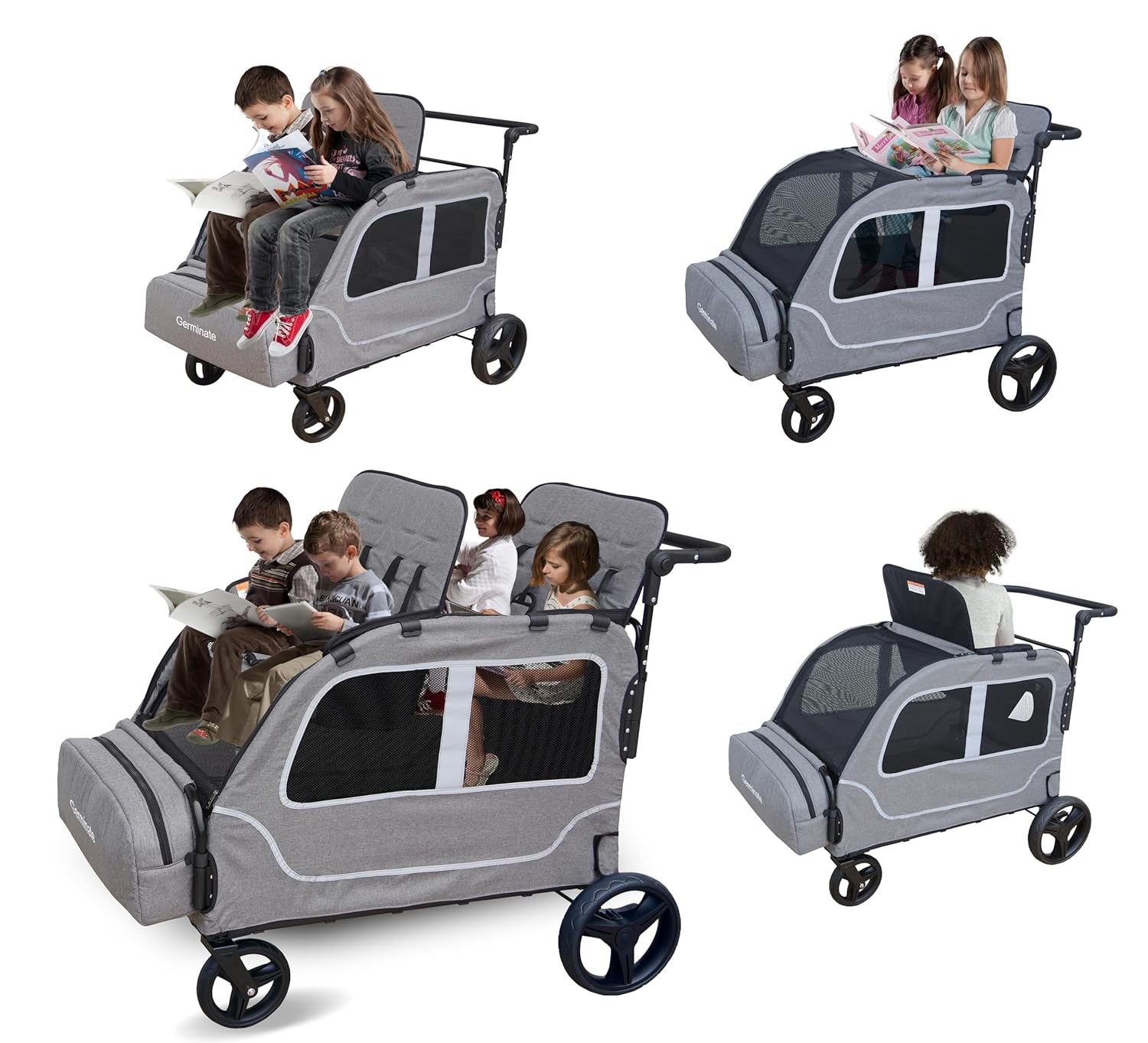 Stroller Wagon Four Seater 1 2 3 4 Year Old Kids Baby Toddler Passenger Travel F
