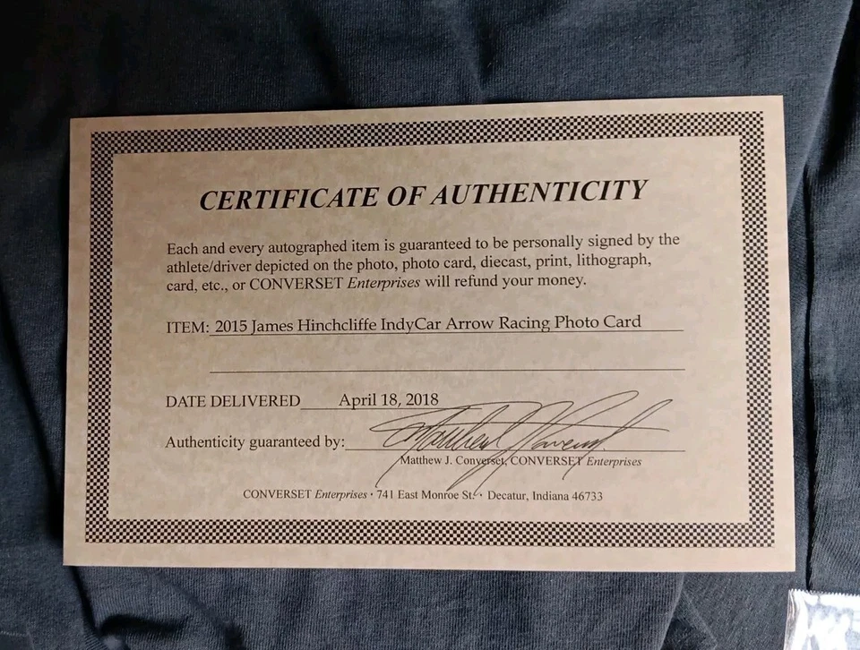 James Hinchcliffe Autographed T-shirt/picture W-COA Indy Car #5 - Image 3 of 3