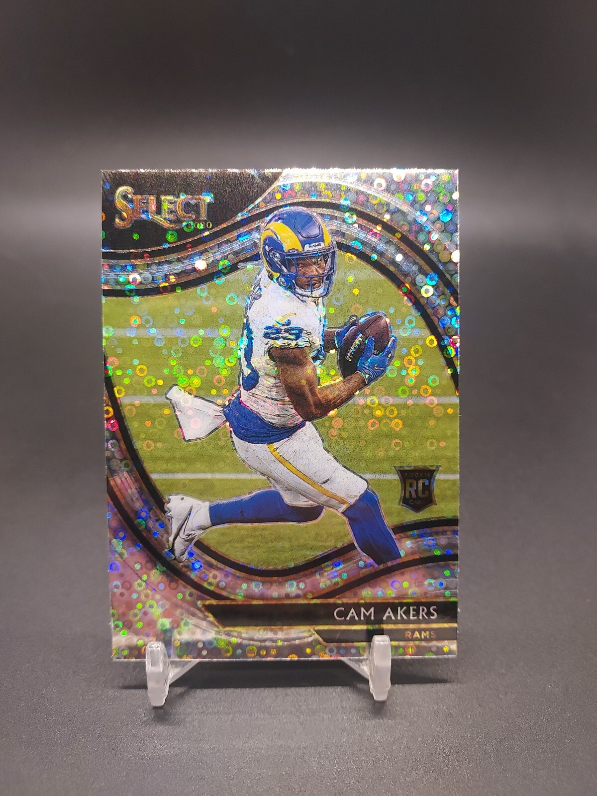 2020 Panini Prizm Select Disco Prizm Field Level Cam Akers Rookie