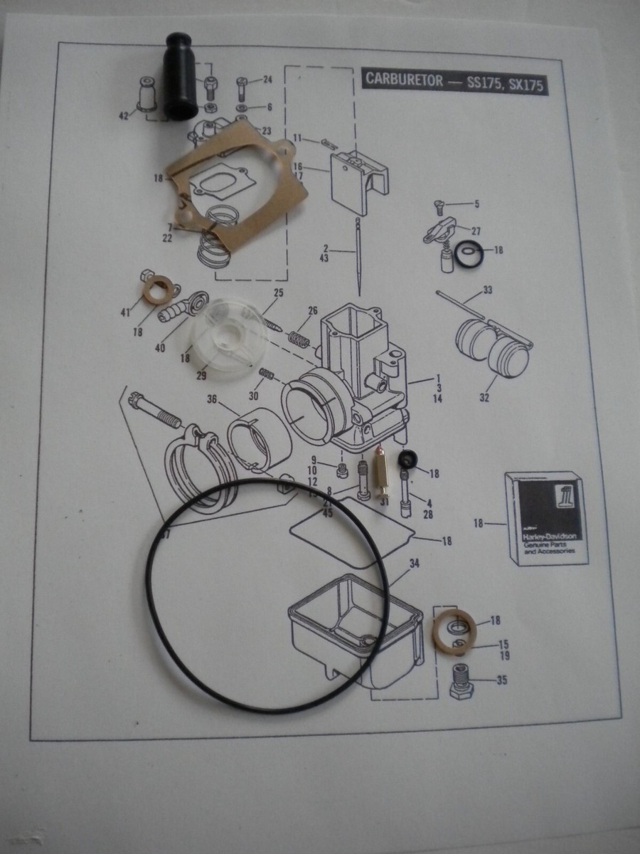 予備8 Harley-Davidson 1974-78 SS & SX 175 Carburetor Gasket Repair
