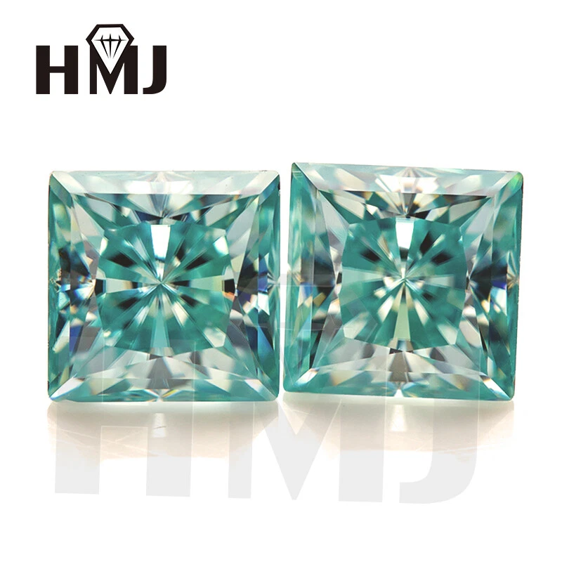 Aqua Blue Princess Crush Ice Cut Moissanite Loose Stone Gemstone VVS1 With GRA - Image 2 of 4