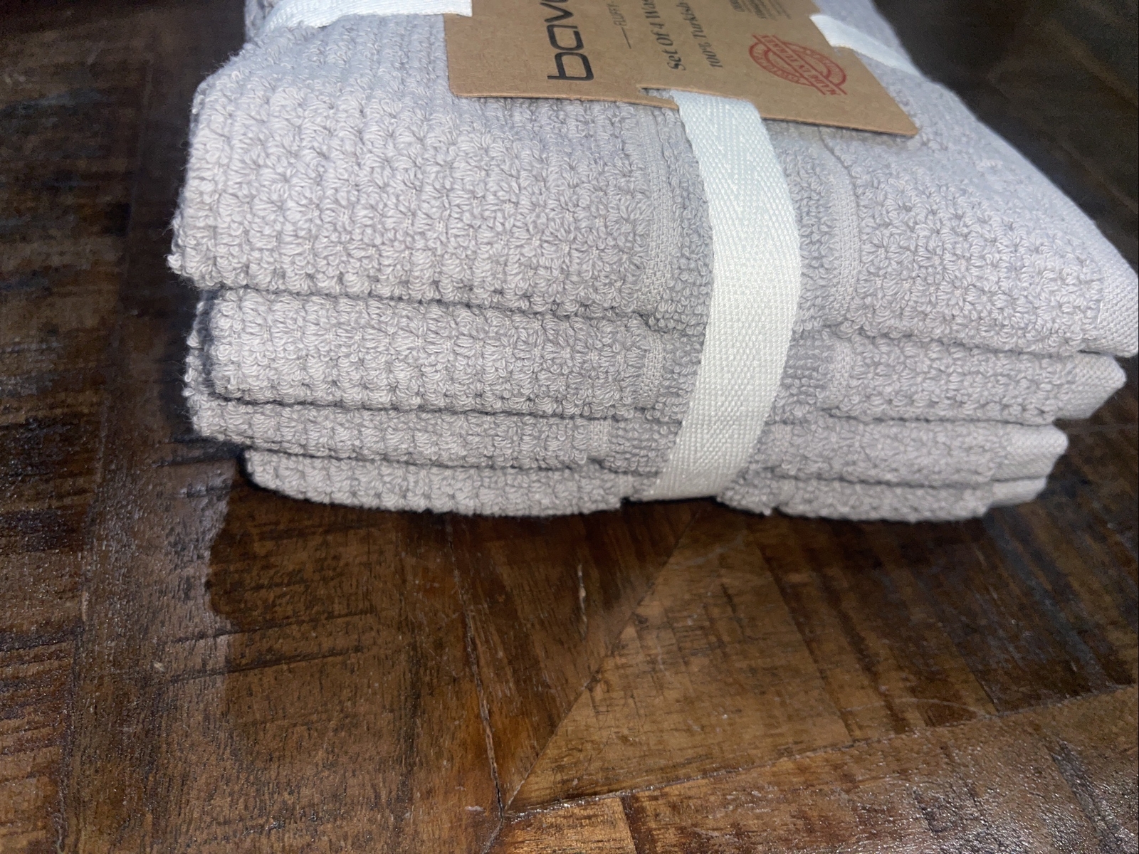 Baveno Home 100 Turkish Cotton FluffySoft 4 Pack Washcloths Grey 12 X