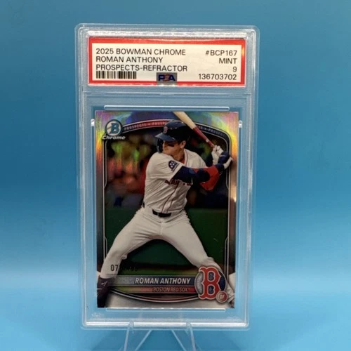 2025 Bowman Chrome Prospects Roman Anthony Refractor /499 PSA 9 Red Sox #BCP-167