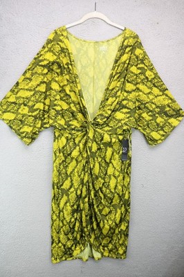 SOHO New York & Co. Street Low V Neck Ruched Dress-Animal Print-XL-NWT