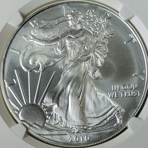 NGC 2010 AMERICAN EAGLE MS-69 COIN uncir.1 troy oz.999 fine silver cased