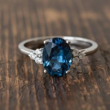 8x10mm Oval London Blue Topaz Ring 925 Sterling Silver Handmade Solitaire