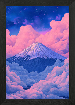 Berg Fuji rosa Wolken Traumlandschaft gerahmtes Wandbild Poster Leinwanddruck Bild