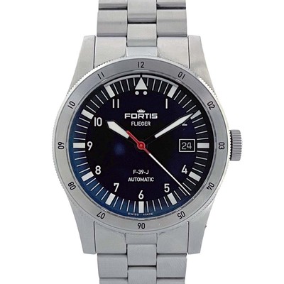Fortis F.422.0007 Flieger 39mm SS Blue Dial Automatic Date Box Papers #KN599