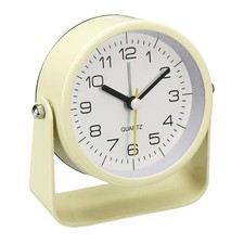 3.4" Small Analog Alarm Clock, Adjustable Angle Small Desk Clock, Light Yellow